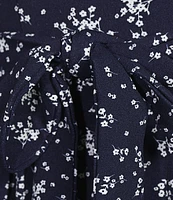 Honey and Rosie Printed Scuba Crepe Sweetheart Neck Spaghetti Strap Belted Jumpsuit