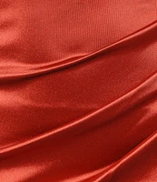 Honey and Rosie Royal Sateen Halter Plunge V-Neck Cummerbund Inspired Waist Midi Dress