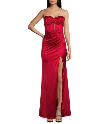 Honey and Rosie Sateen Sweetheart-Neck Sleeveless Strapless Dress