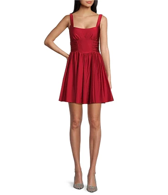 Honey and Rosie Sleeveless Shirred Mid-Riff A-Line Dress