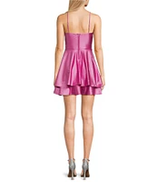 Honey and Rosie Sleeveless V-Neckline Surplus A-line Short Dress