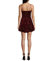 Honey and Rosie Spaghetti Strap A-Line Festive Velvet Dress