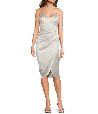Honey and Rosie Spaghetti Strap Corset-Inspired Bodice Knee Length Dress