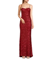 Honey and Rosie Spaghetti Strap Sequin Mermaid Shaped Dress