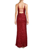 Honey and Rosie Spaghetti Strap Sequin Mermaid Shaped Dress