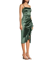 Honey and Rosie Spaghetti Strap Square Neck Ruffle Dress