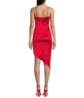 Honey and Rosie Spaghetti Strap Surplus A-Symmetric Wrap Dress
