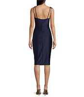 Honey and Rosie Spaghetti Tie Strap Shirred Midi Dress