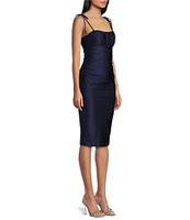 Honey and Rosie Spaghetti Tie Strap Shirred Midi Dress