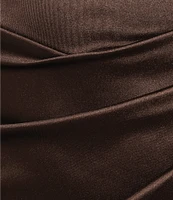 Honey and Rosie Square Neck Faux Wrap Satin Dress