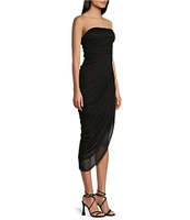 Honey and Rosie Strapless Shirred Midi Dress