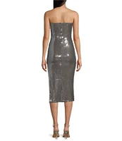 Honey and Rosie Strapless Cut-Outt Sequin Midi Dress