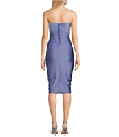Honey and Rosie Strapless Sweetheart Neck Midi Ruffle Dress