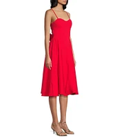 Honey and Rosie Sweetheart Neck Drop Waist Bow Back Midi Dress