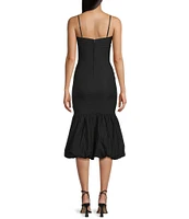 Honey and Rosie Sweetheart Neck Fitted Bubble Hem Midi Dress