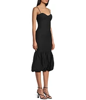 Honey and Rosie Sweetheart Neck Fitted Bubble Hem Midi Dress