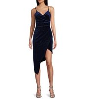 Honey and Rosie V-Neck Sleeveless Glitter Velvet Pull-On Dress