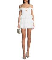 Honey and Rosie Sweetheart Off Shoulder Drape Ruffle Skirt Dress