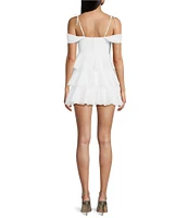 Honey and Rosie Sweetheart Off Shoulder Drape Ruffle Skirt Dress