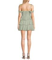 Honey and Rosie Sweetheart Off Shoulder Drape Ruffle Skirt Dress