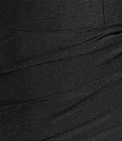 Honey and Rosie Tricot Knit Square Neck Faux Wrap Dress
