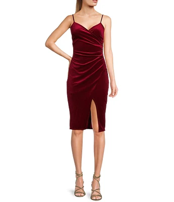 Honey and Rosie V-Neck Sleeveless Stretch Velvet Dress