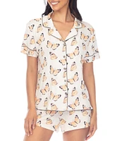 Honeydew Intimates All American Shortie Short Sleeve Notch Collar Butterfly Print Pajama Set