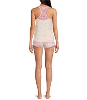 Honeydew Intimates Dream Knit Flamingo Sleeveless Crew Neck Shorty Pajama Set