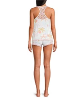 Honeydew Intimates Dream Knit Sunrise Palm Sleeveless Crew Neck Shorty Pajama Set