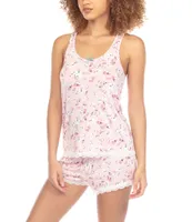 Honeydew Intimates Floral Print Scoop Neck Sleeveless Knit Shorty Pajama Set