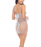 Honeydew Intimates Pretty In Pearls Sheer Mesh V-Neck Sleeveless Ribbon Tie Back Babydoll Set