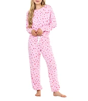 Honeydew Intimates Star Seeker Lounge Knit Amour Hearts Print Top & Jogger Pajama Set