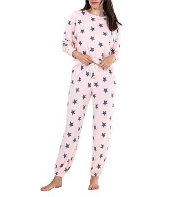 Honeydew Intimates Star Seeker Lounge Knit Sprite Stars Print Top & Jogger Pajama Set