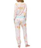 Honeydew Intimates Star Seeker Lounge Knit Sunrise Palm Print Top & Jogger Pajama Set