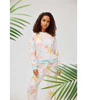 Honeydew Intimates Star Seeker Lounge Knit Sunrise Palm Print Top & Jogger Pajama Set