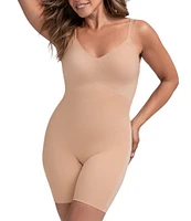 Honeylove Mid-Thigh Sleeveless V-Neck Sculpt Compression Bodysuit