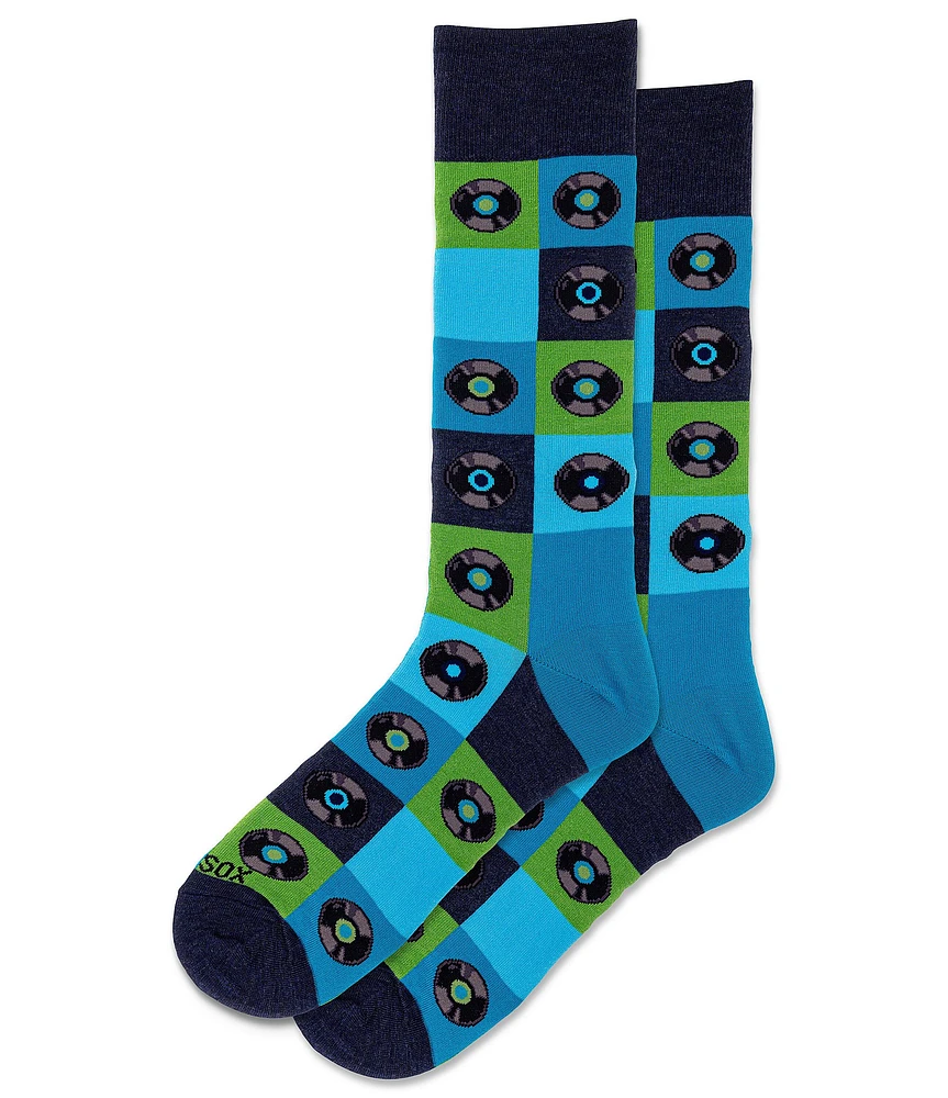 Hot Sox Record Grid Crew Socks