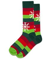 Hot Sox Snowflake Stripe Crew Socks