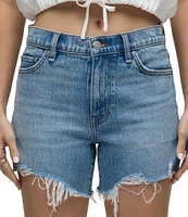Hudson Jeans Devon High-Rise Frayed Raw Hem Boyfriend Shorts