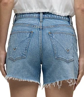 Hudson Jeans Devon High-Rise Frayed Raw Hem Boyfriend Shorts