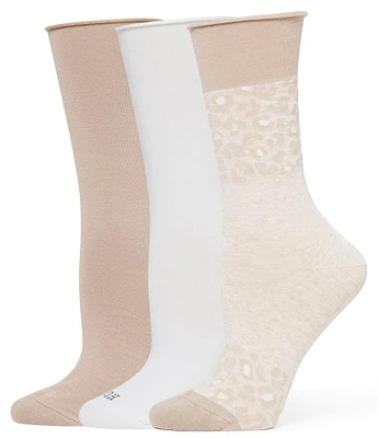 HUE Animal Print Jeans Crew Socks, 3 Pack