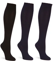 HUE Flat Knit Knee Socks, 3 Pack