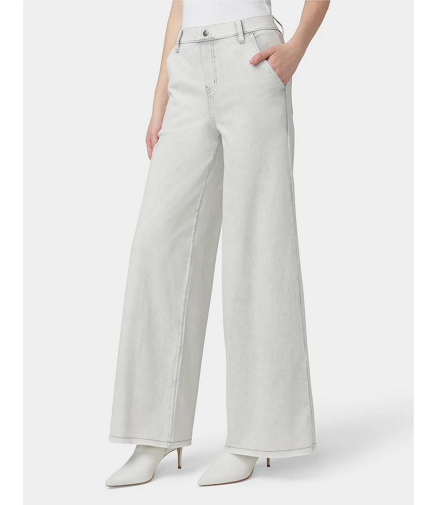 HUE Frayed Edge Wide Leg Denim Pants
