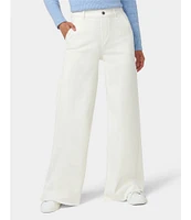 HUE Frayed Edge Wide Leg Denim Pants