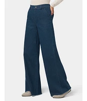 HUE Frayed Edge Wide Leg Denim Pants