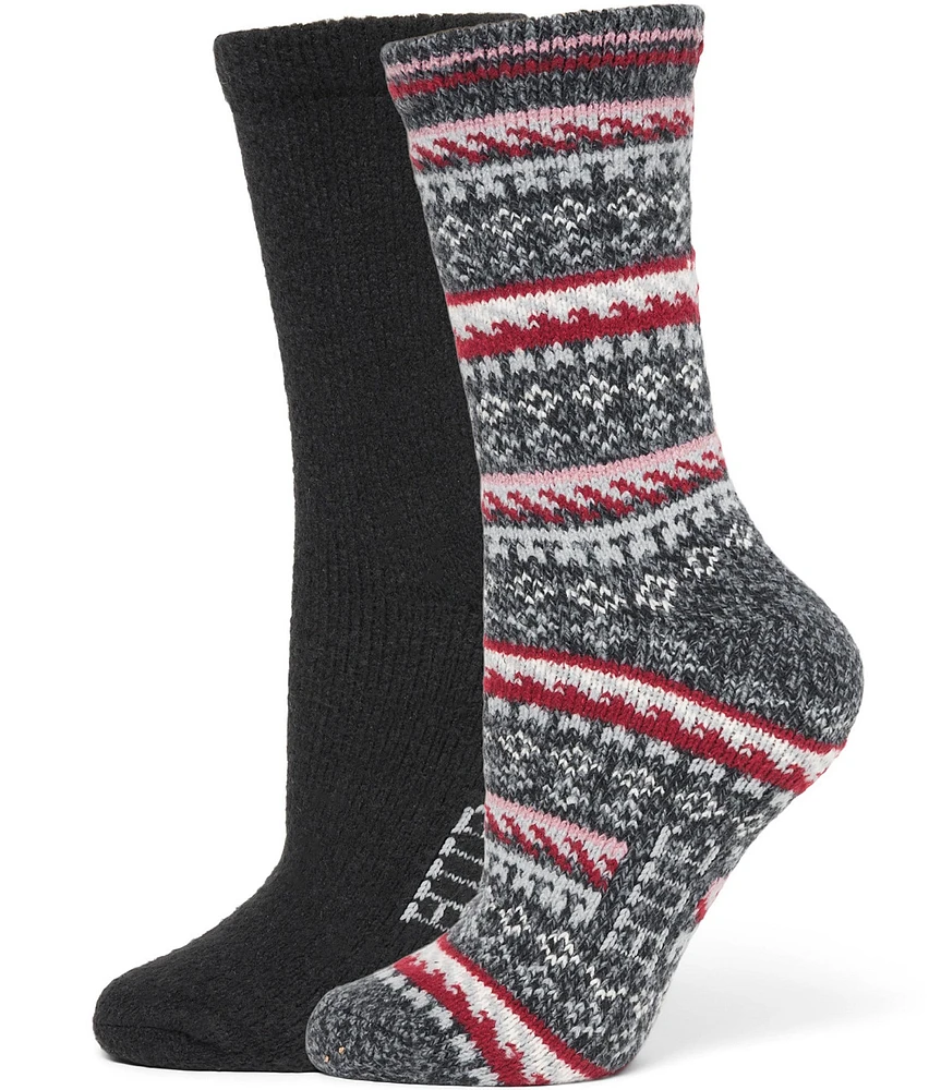 HUE Geo Fair Isle Boot Crew Socks, 2 Pack