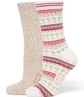 HUE Geo Fair Isle Boot Crew Socks, 2 Pack