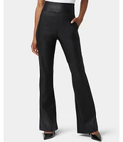 HUE High-Rise Shimmer Flare Ponte Leggings