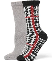 HUE Houndstooth Boot Crew Socks, 2 Pack