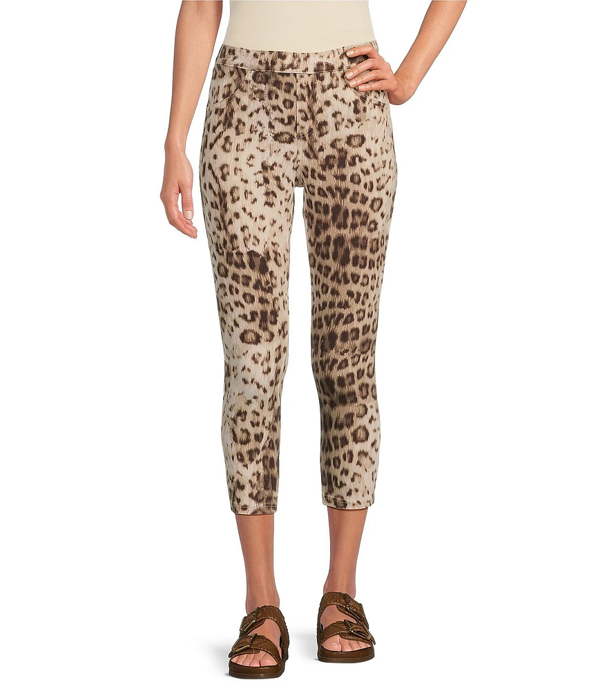 HUE Leopard Denim Capri Leggings